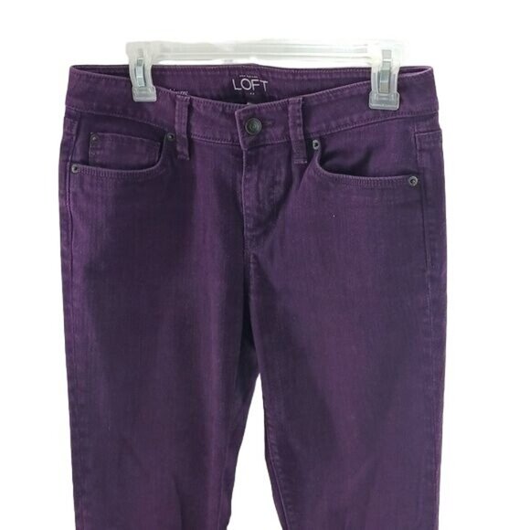 Loft Jeans Purple Denim Ann Taylor Modern Skinny Stretch Womens Low Rise Size 6 - Picture 2 of 7